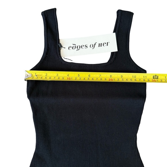 Edges of Her Ribbed Tank Scoop Neck Bodysuit Black Small - Picture 3 of 4